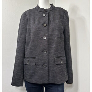 Talbots Women's Gray Blazer‎ Jacket Size 6 Mandarin Collar Chic Career Classic